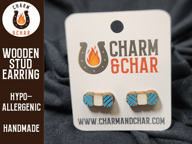 Yarn Wood Stud Earrings - Crochet Fashion Earring - Stud Earring - Charm and Char